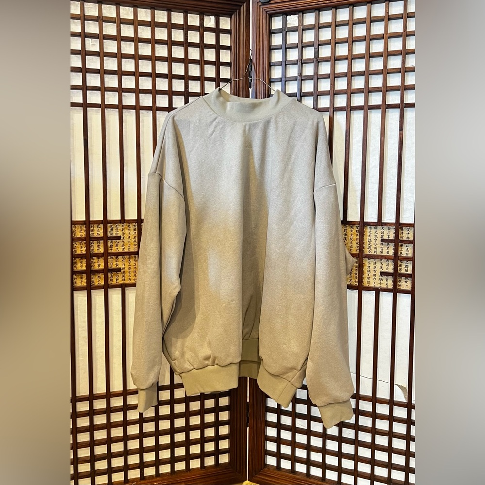 Adidas Basketball One Unisex Oversized Sueded Sweatshirt in Halo Sesame